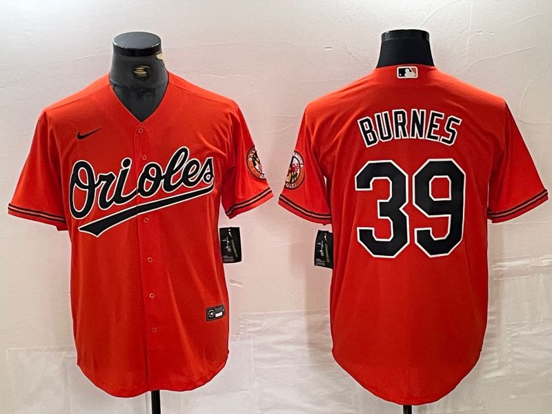 Men Baltimore Orioles 39 Burnes Orange 2024 Nike Game MLB Jersey style 1